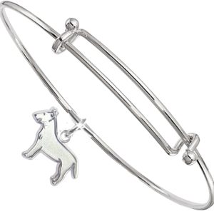 Sterling Silver Bull Terrier Charm on Bangle Bracelet