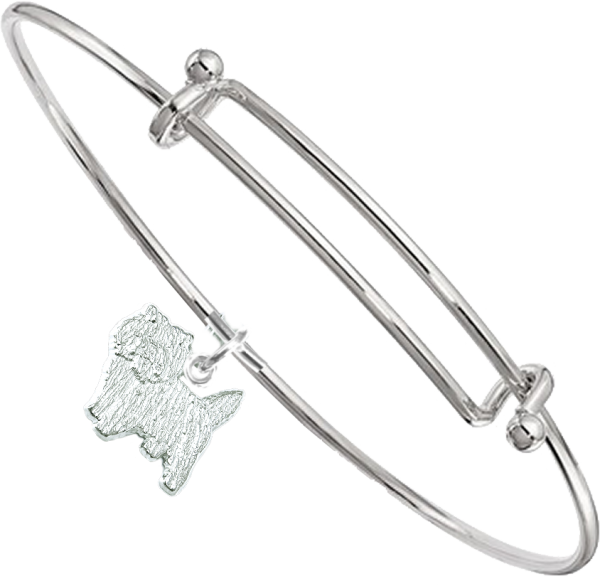 Sterling Silver Cairn Terrier Charm on Bangle Bracelet