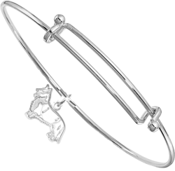 Sterling Silver Cardigan Welsh Corgi Charm on Bangle Bracelet