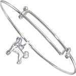 Sterling Silver Chinese Crested Charm on Bangle Bracelet