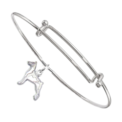 Sterling Silver Doberman Pinscher Charm on Bangle Bracelet
