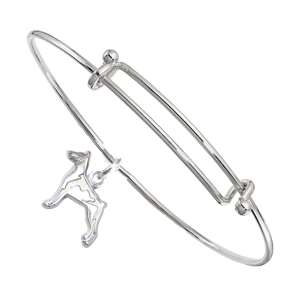 Sterling Silver Doberman Pinscher Charm on Bangle Bracelet