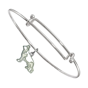 Sterling Silver German Shepherd Dog Charm on Bangle Bracelet