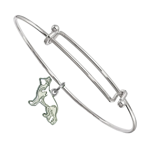 Sterling Silver German Shepherd Dog Charm on Bangle Bracelet