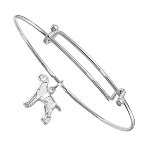 Sterling Silver German Wirehaired Pointer Charm on Bangle Bracelet