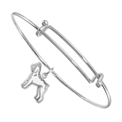 Sterling Silver Giant Schnauzer Charm on Bangle Bracelet
