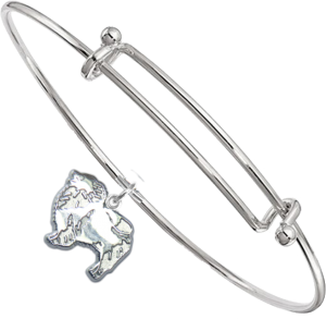 Sterling Silver Keeshond Charm on Bangle Bracelet