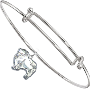 Sterling Silver Keeshond Charm on Bangle Bracelet