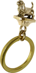 Solid Bronze Basset Hound Key Ring - Front View