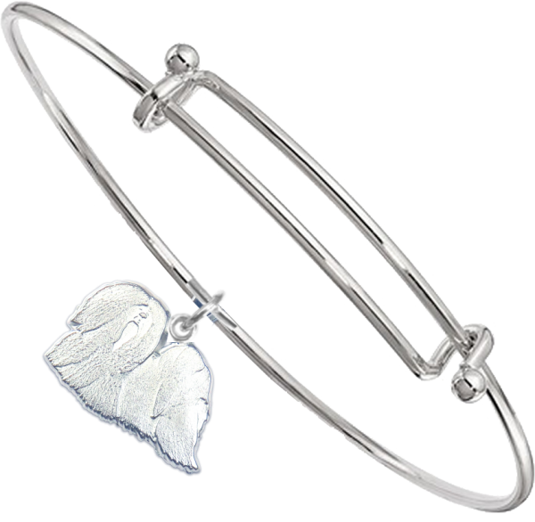 Sterling Silver Lhasa Apso Charm on Bangle Bracelet