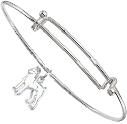 Sterling Silver Miniature Pinscher Charm on Bangle Bracelet
