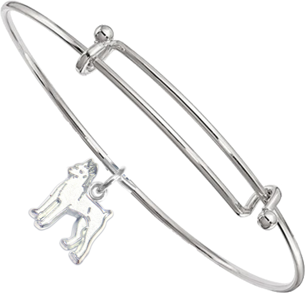 Sterling Silver Miniature Pinscher Charm on Bangle Bracelet