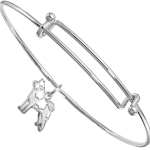 Sterling Silver Norwegian Elkhound Charm on Bangle Bracelet