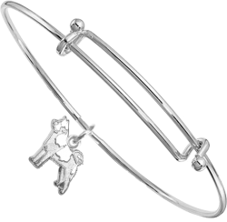 Sterling Silver Norwegian Elkhound Charm on Bangle Bracelet