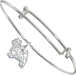 Sterling Silver Norwich Terrier Charm on Bangle Bracelet