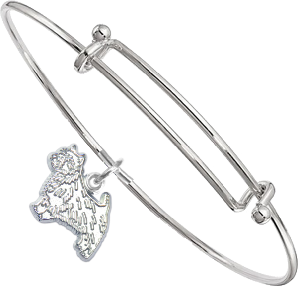 Sterling Silver Norwich Terrier Charm on Bangle Bracelet