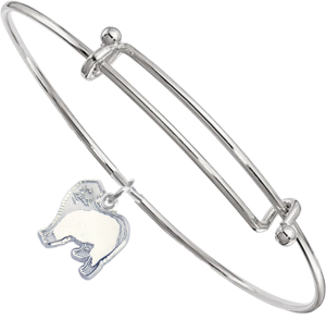 Sterling Silver Old English Sheepdog Charm on Bangle Bracelet