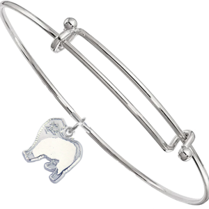 Sterling Silver Old English Sheepdog Charm on Bangle Bracelet