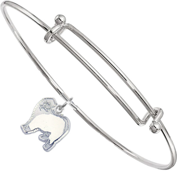 Sterling Silver Old English Sheepdog Charm on Bangle Bracelet