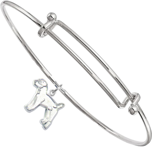 Sterling Silver Parson Russell Terrier Charm on Bangle Bracelet