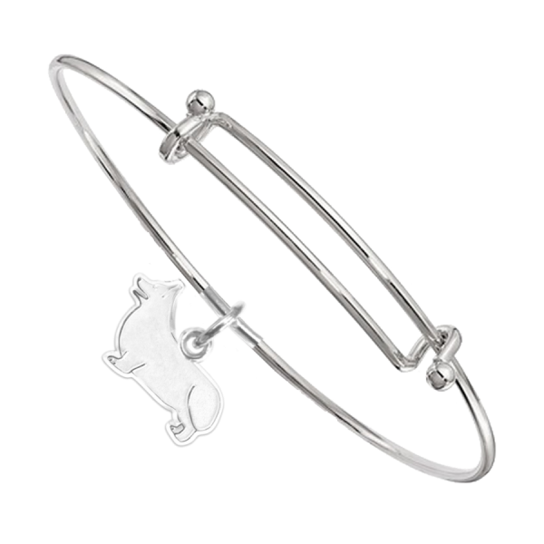 Sterling Silver Pembroke Welsh Corgi Charm on Bangle Bracelet