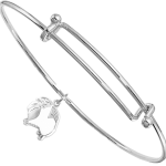 Sterling Silver Pomeranian Charm on Bangle Bracelet