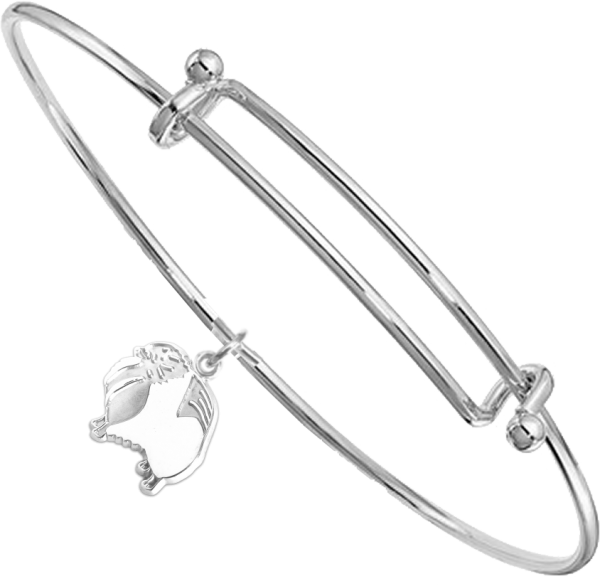 Sterling Silver Pomeranian Charm on Bangle Bracelet