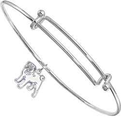 Sterling Silver Pug Charm on Bangle Bracelet