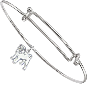 Sterling Silver Pug Charm on Bangle Bracelet