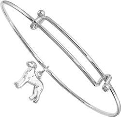 Sterling Silver Rhodesian Ridgeback Charm on Bangle Bracelet
