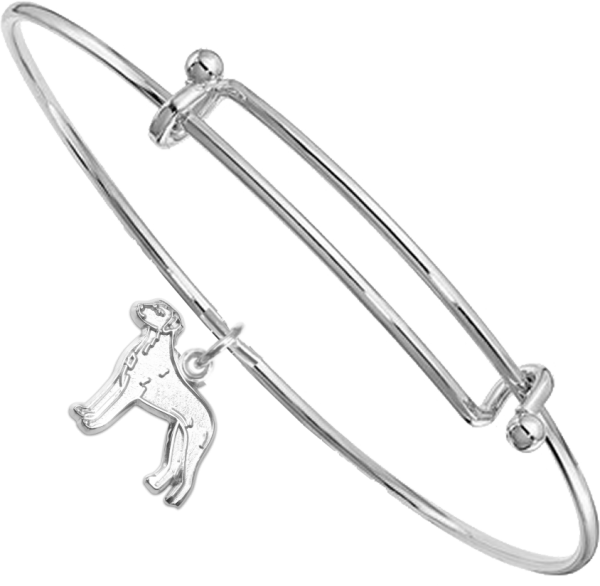 Sterling Silver Rhodesian Ridgeback Charm on Bangle Bracelet