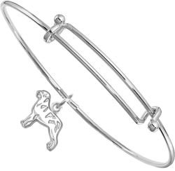 Sterling Silver Rottweiler Charm on Bangle Bracelet