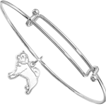 Sterling Silver Shiba Inu Charm on Bangle Bracelet