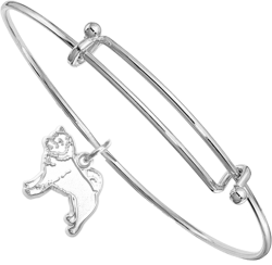 Sterling Silver Shiba Inu Charm on Bangle Bracelet