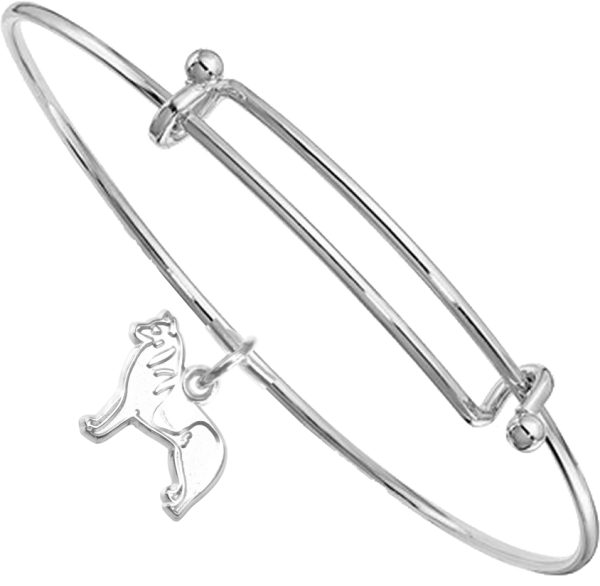 Sterling Silver Siberian Husky Charm on Bangle Bracelet