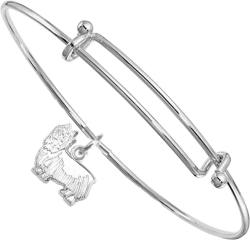 Sterling Silver Silky Terrier Charm on Bangle Bracelet