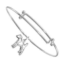 Sterling Silver Smooth Fox Terrier Charm on Bangle Bracelet