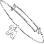 Sterling Silver Soft Coated Wheaten Terrier Charm on Bangle Bracelet