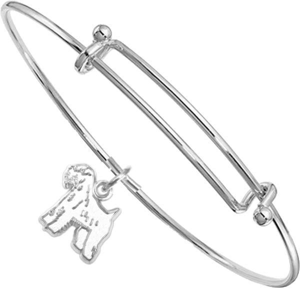 Sterling Silver Soft Coated Wheaten Terrier Charm on Bangle Bracelet