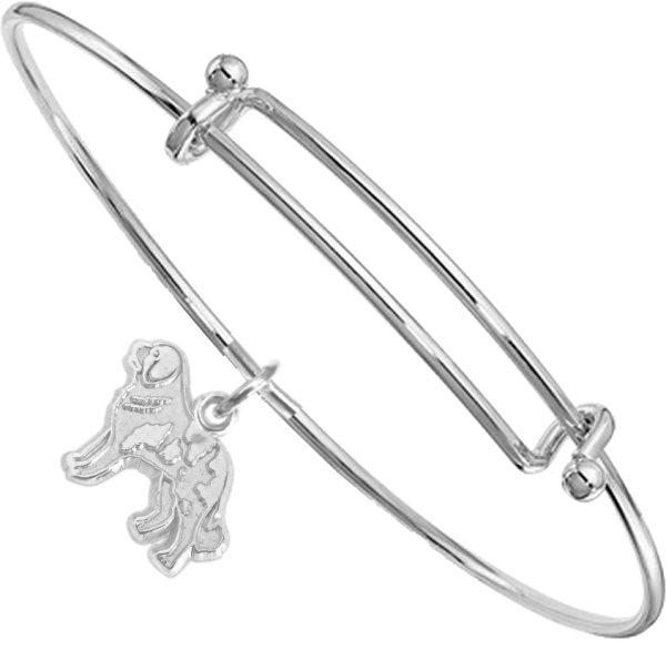 Sterling Silver Saint Bernard Charm on Bangle Bracelet