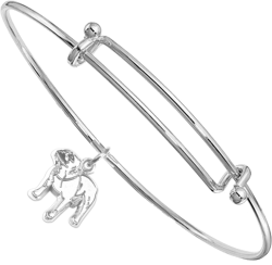 Sterling Silver Staffordshire Bull Terrier Charm on Bangle Bracelet
