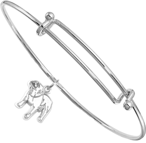 Sterling Silver Staffordshire Bull Terrier Charm on Bangle Bracelet