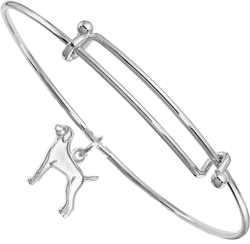Sterling Silver Weimaraner Charm on Bangle Bracelet
