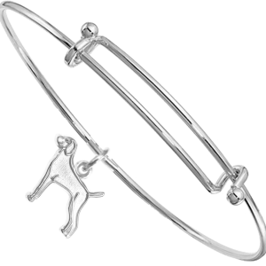 Sterling Silver Weimaraner Charm on Bangle Bracelet