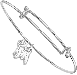 Sterling Silver West Highland White Terrier - Westie - Charm on Bangle Bracelet