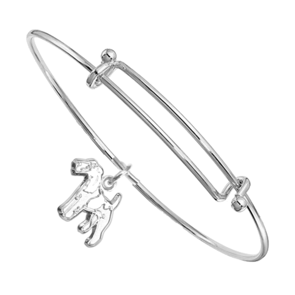 Sterling Silver Wire Fox Terrier Charm on Bangle Bracelet