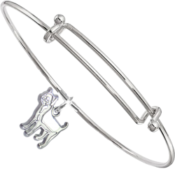 Sterling Silver Smooth Chihuahua Charm on Bangle Bracelet