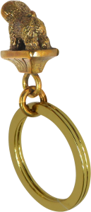 Solid Bronze Bichon Frise Key Ring - Rear View