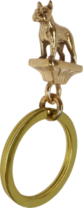 Solid Bronze Boston Terrier Key Ring - Front View