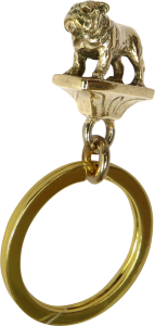 Solid Bronze Bulldog Key Ring - Front View